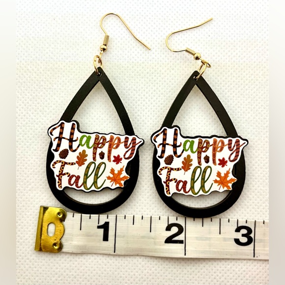 NWT Vintage Style Fall Autumn Earrings Thanksgiving Themed Drop & Dangle Wood - Picture 6 of 8